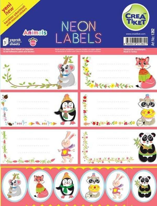 Crea Etiket Neon Çıkartma Animals - Image 1