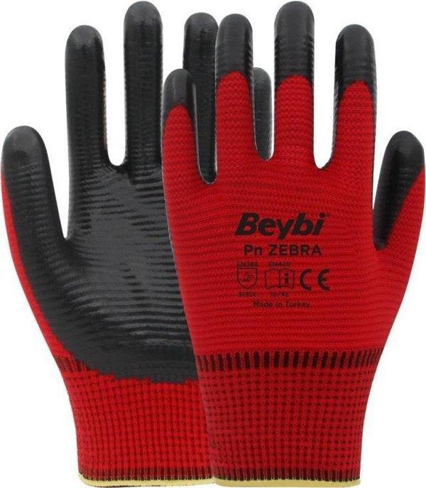 Beybi PN Zebra Kırmızı Siyah Eldiven No:10  - Image 1