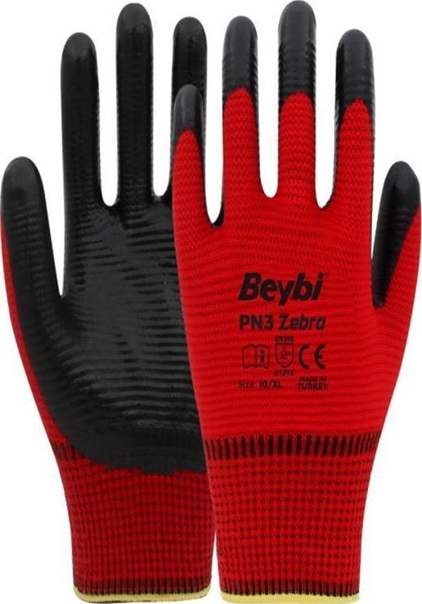 Beybi PN3 Zebra Kırmızı Siyah Eldiven No:10  - Image 1