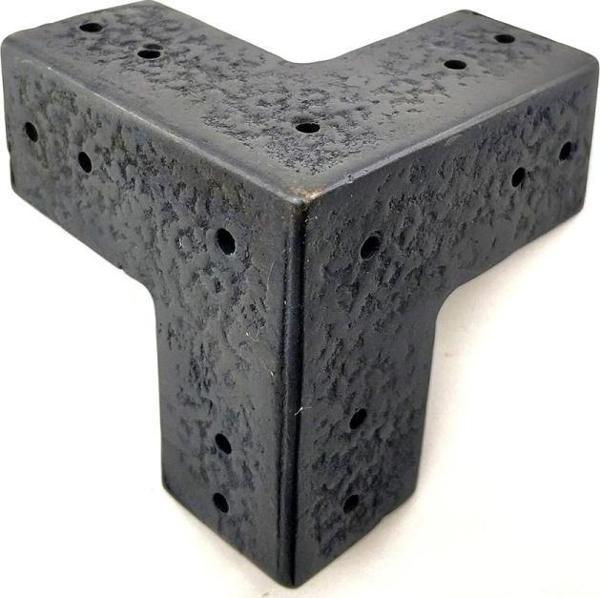 Antika Tarz Dekoratif Pirinç Köşe Gönye - 68x68 mm, Oksit - Image 1