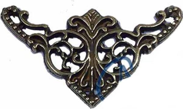 Dekoratif Köşe Süsü, Köşelik - Küçük, 19x34mm, Antik, 100 Adet - Image 1
