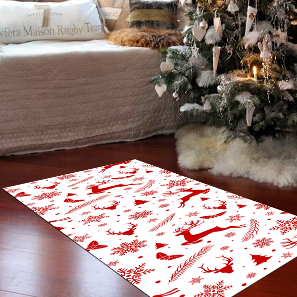 Alanur Home Yılbaşına Özel Keçe Dijital Yıkanabilir Halı Chr16M Kırmızı - Image 1