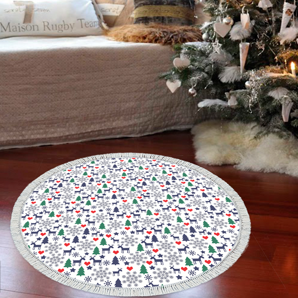 Alanur Home Yılbaşına Özel Keçe Dijital Yıkanabilir Yuvarlak Halı Chr10M Yeşil - Image 1