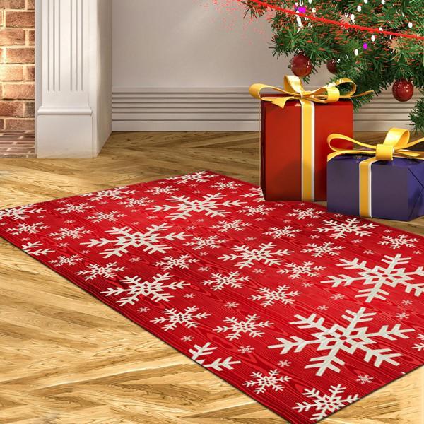 Alanur Home Yılbaşına Özel Keçe Dijital Yıkanabilir Halı Chr11M Kırmızı - Image 1