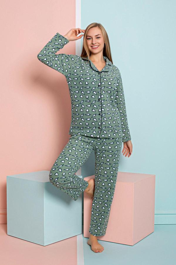 Nisanca Kadın Kışlık Welsoft Peluş Polar  Düğmeli Pijama Takımı - Image 1