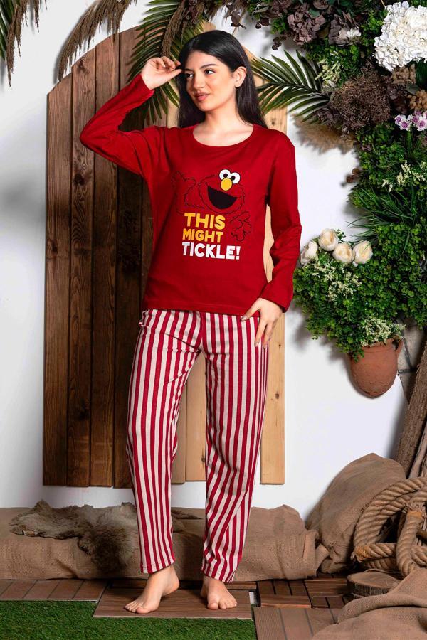 Nisanca Mevsimlik Uzun Kollu %100 Pamuk Kadın Pijama Takımı- Desenli Kadın Pijama - Image 1