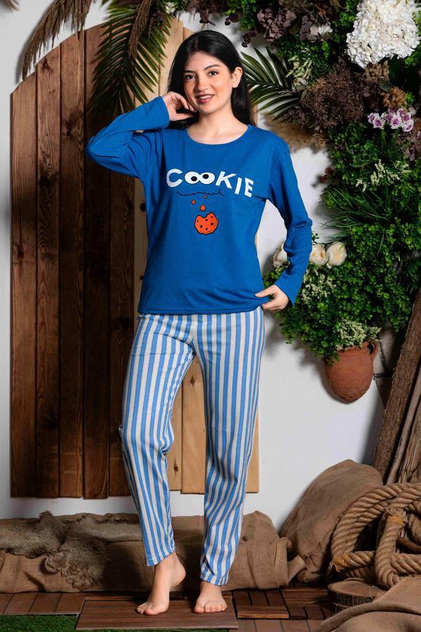 Nisanca Mevsimlik Uzun Kollu %100 Pamuk Kadın Pijama Takımı- Desenli Kadın Pijama - Image 1