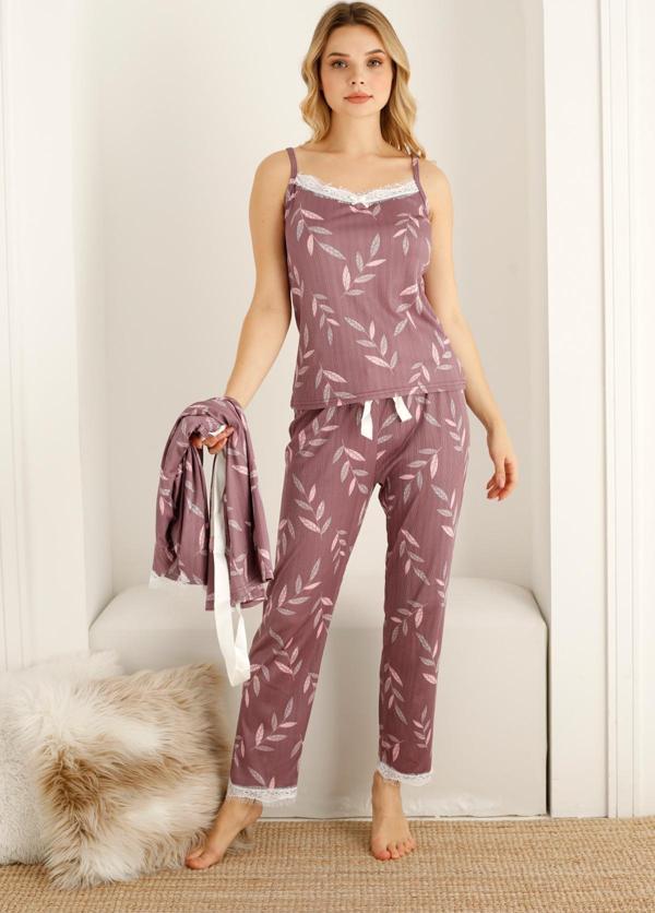 Sabahlıklı Dantel Detaylı Pegasus Kadın Pijama Takımı-Çeyizlik Takım- Geniş Beden Aralığı - Image 1