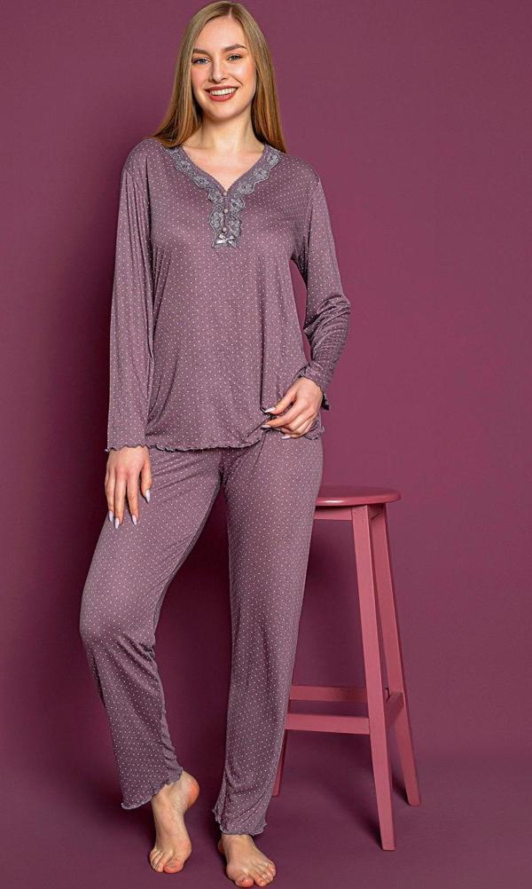 Nisanca Uzun Kollu Bambu Anne Pijama Takımı- Genç Anne Serisi - Image 1