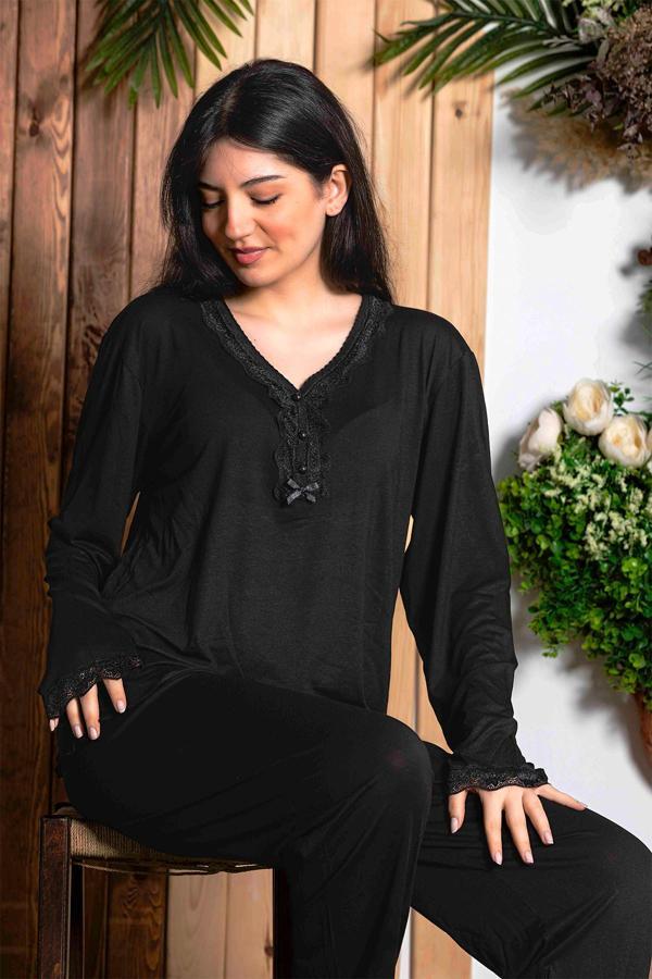 Nisanca Uzun Kollu Bambu Anne Pijama Takımı- Genç Anne Serisi - Image 1