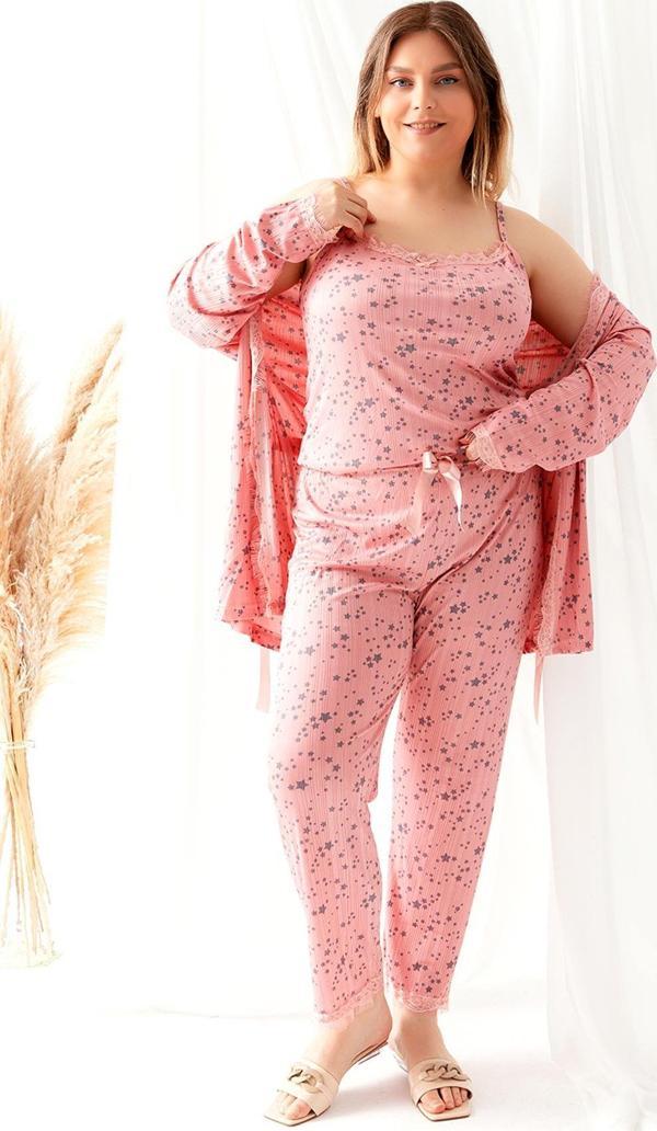 Sabahlıklı Dantel Detaylı Büyük Beden Pegasus Kadın Pijama Takımı-Çeyizlik Takım - Image 1