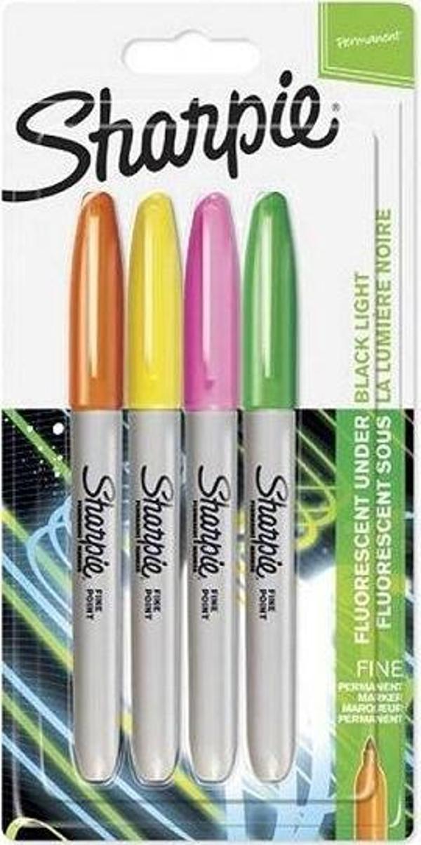 Sharpie Fine Permanent Neon Renkler 4'lü Markör - Image 1