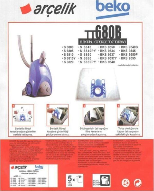 S 6860 Süpürge Modeli 5 Adet Toz Torbası Tt680b - Image 1