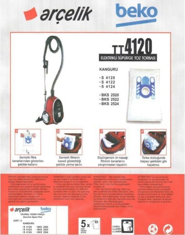 Bks 2520 Süpürge Modeli 5 Adet Toz Torbası Tt4120 - Image 1