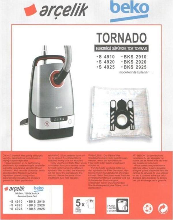 Bks 2910 Süpürge Modeli 5 Adet Toz Torbası Tornado - Image 1