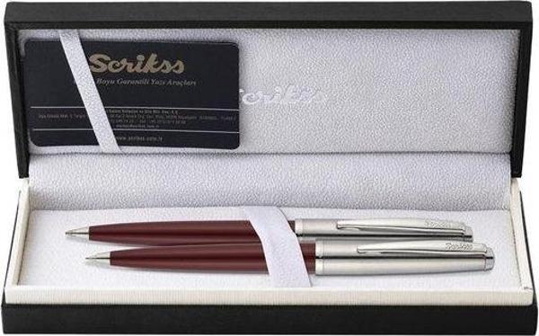 Scrikss 78 Bordo Lüks Kutuda Tükenmez ve Versatil Kalem Seti - Image 1