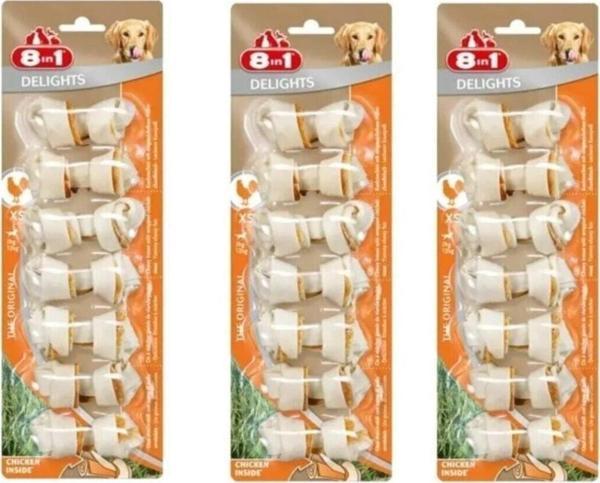8in1 Delights Bones 7 Li Xs Tavuklu Köpek Ödül Kemiği 3 Lü Set - Image 1