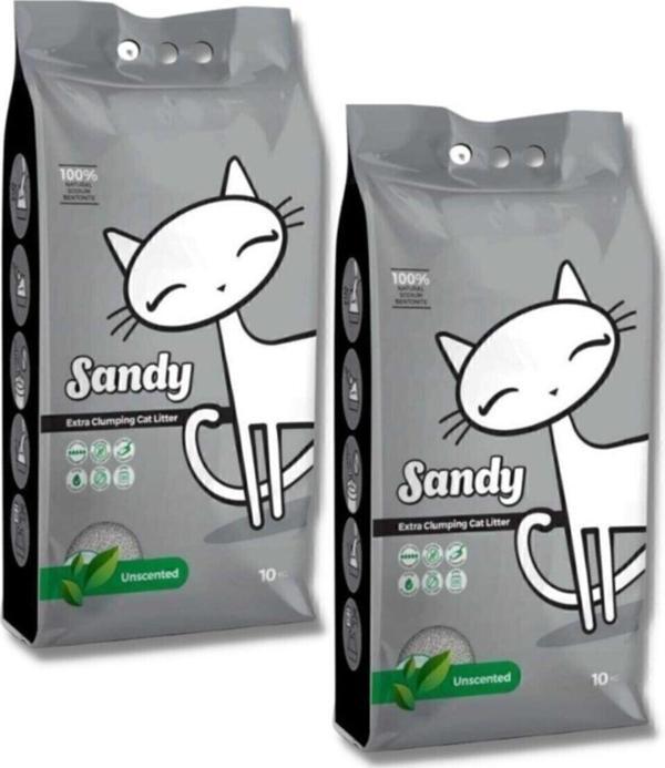 Sandy Parfümsüz Ekstra Topaklanan Sodyum Bentonit Kedi Kumu 10 Kg X 2 Adet - Image 1