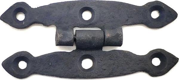 Antika Tarz Dekoratif Pirinç Dar Menteşe - 75x39 mm, Oksit - Image 1