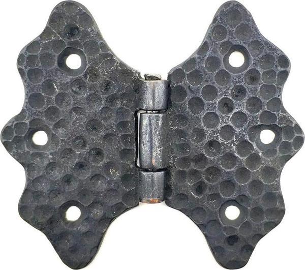 Antika Tarz Dekoratif Pirinç Kelebek Menteşe - 92 mm, Oksit - Image 1