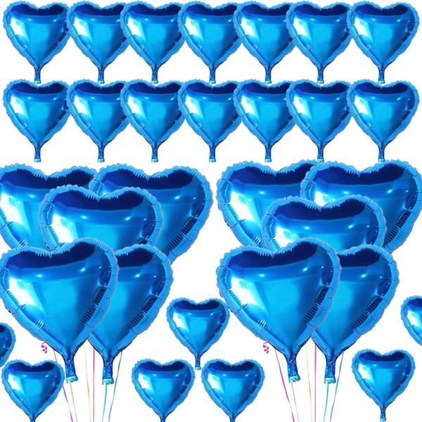 Metalize Parlak Mavi Kalp Şekilli Uçan Balon Folyo 18 inç 45 cm 25 Adet - Image 1