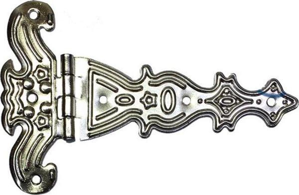 Dekoratif, Sac Tek Kuyruklu Menteşe - 69x102 mm, Büyük, Nikel, 100 Adet - Image 1