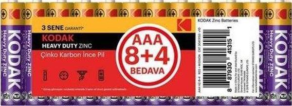 Kodak 12 Adet Çinko Karbon Shrink ince Pil - 30413153 - Image 1