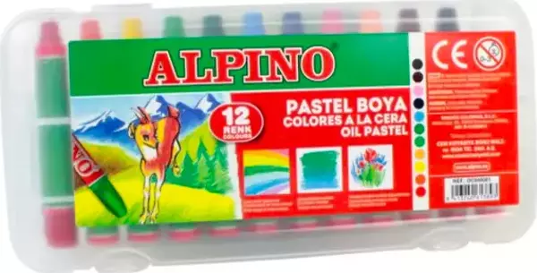 Alpıno 12 Renk Pastel Boya Plastik Kutu Dc-040001 - Image 1