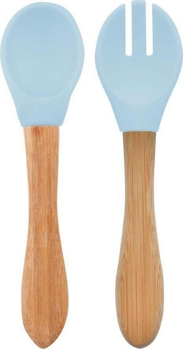OiOi Mama Kaşığı ve Çatal Seti Mineral Blue Tek Ebat - Image 1