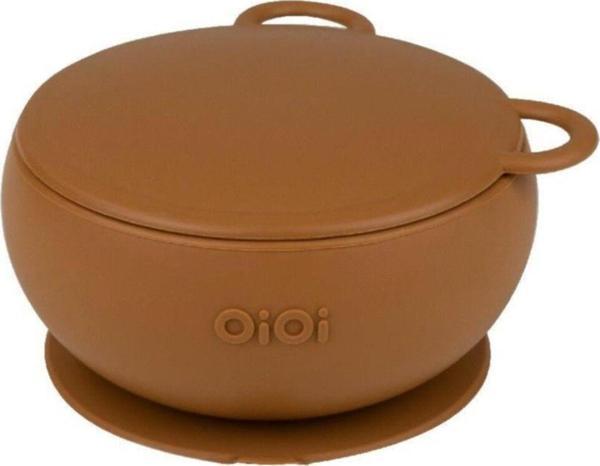 OiOi Vakum Tabanlı Silikon Kapaklı Kase Brown Brown Tek Ebat - Image 1