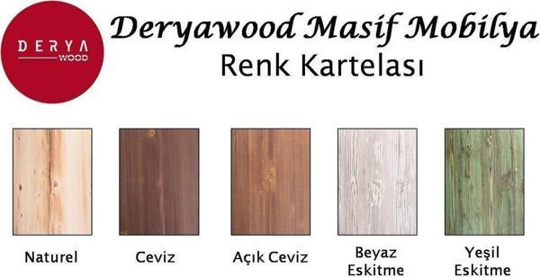 Masif Ağaç Arkalıklı Bank Kare Lama Beyaz Eskitme 180cm - Image 1