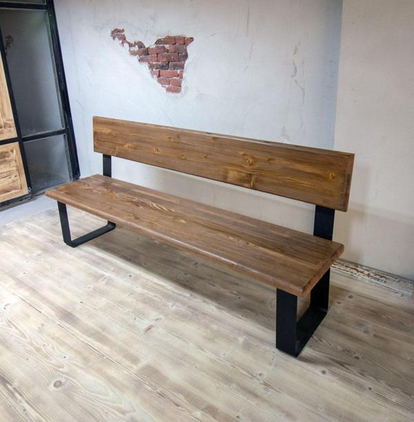 Masif Ağaç Arkalıklı Bank X Ayak Ceviz 140cm - Image 1