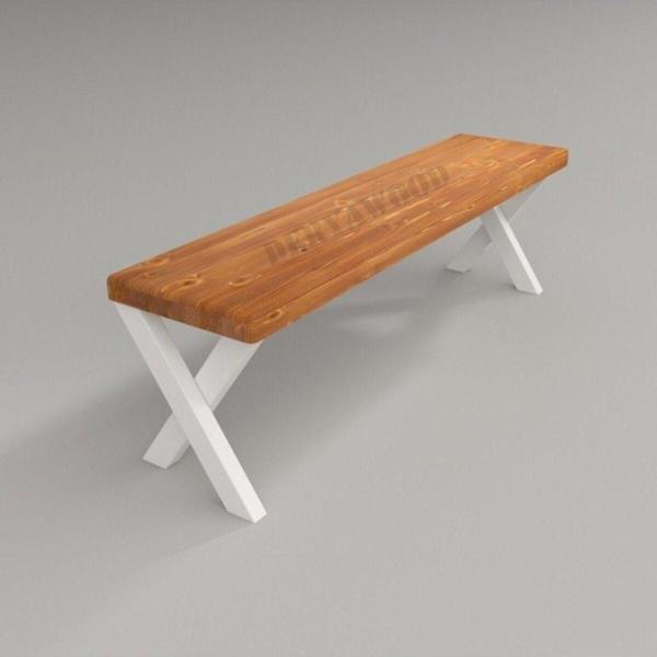 Masif Ahşap Andora Bank Beyaz Ayak 37x80x45cm - Image 1