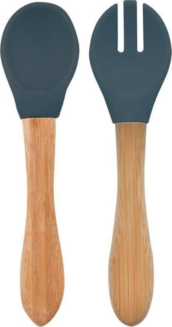 OiOi Mama Kaşığı + Çatal - Deep Blue Tek Ebat - Image 1