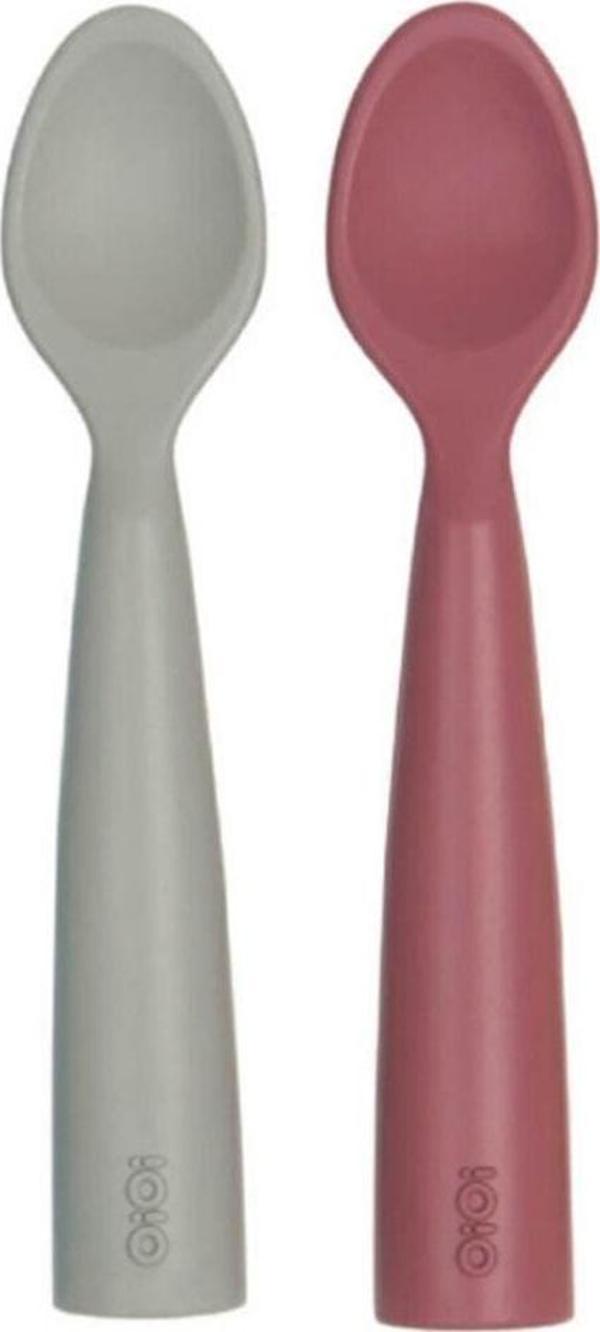 OiOi Silikon Nam Nam Mama Kaşığı 6 Ay+ 2 Li - Rose And Grey Tek Ebat - Image 1