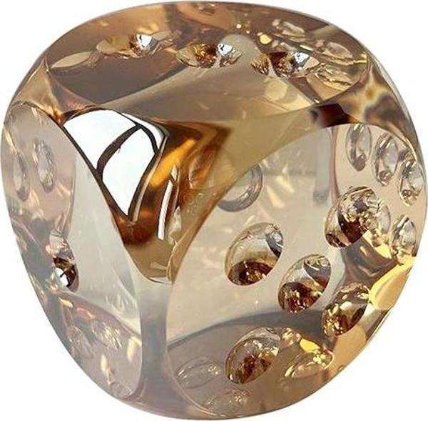 Lucky Art Amber Kristal Cam Dekoratif Zar 10x10x10 cm - Image 1
