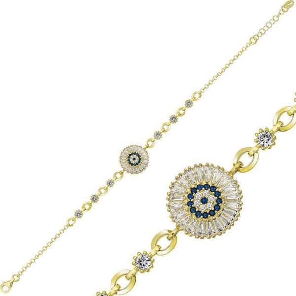 Himarry ​Gümüş Gold Baget Taşlı Nazar Bileklik - Image 1