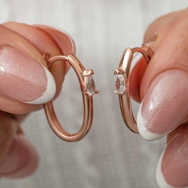 Himarry Gümüş Oval Damla Taşlı Kadın Küpe - Image 1
