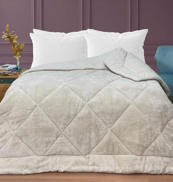 Komfort Home Çift Kişilik Çift Taraflı Lüx Welsoft - Pamuk Ultra Yumuşak Peluş Yorgan - BEJ - Image 1