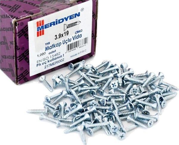 MERİDYEN MATKAP UÇLU YHB VİDA 3.9X38 1000 ADET - Image 1