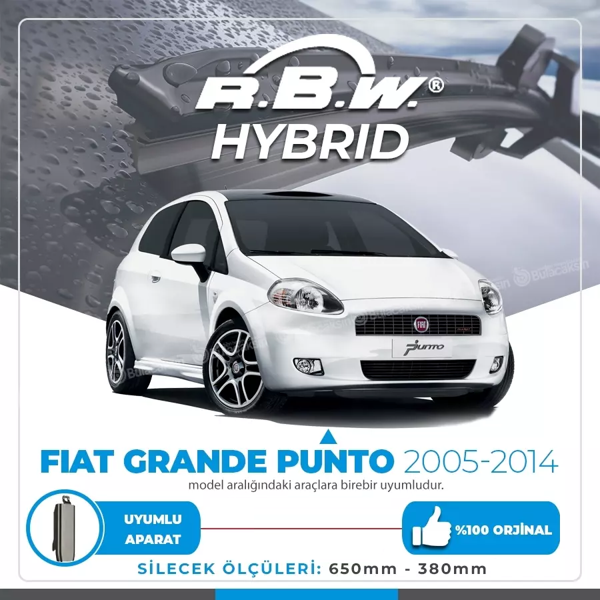 RBW Hybrid Ön Silecek Takımı Fiat Grande Punto 2004-2014 ile uyumlu - Image 1