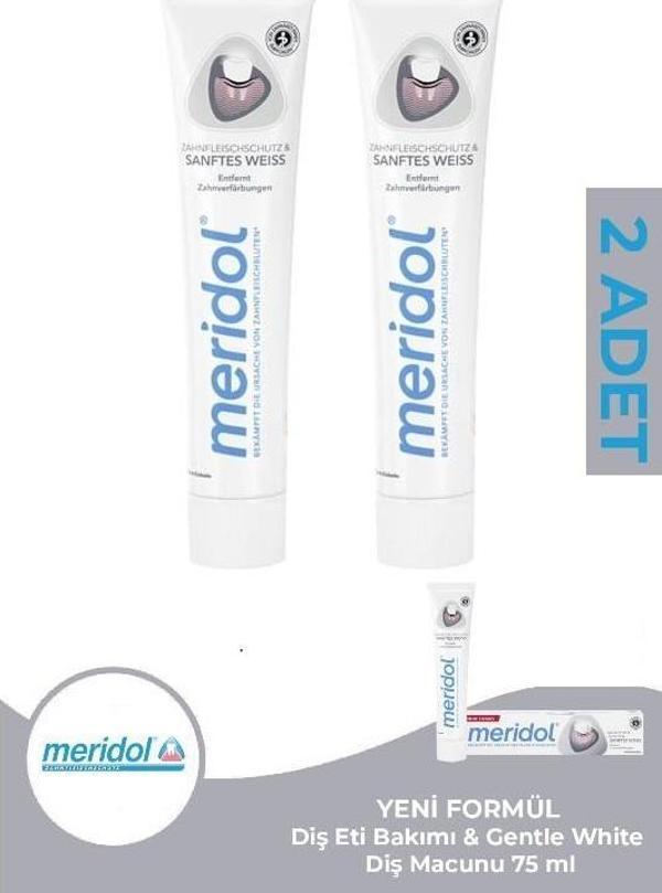 Meridol Diş Eti Bakımı & Gentle White Diş Macunu 75 ml YENİ FORMÜL 2 Adet - Image 1