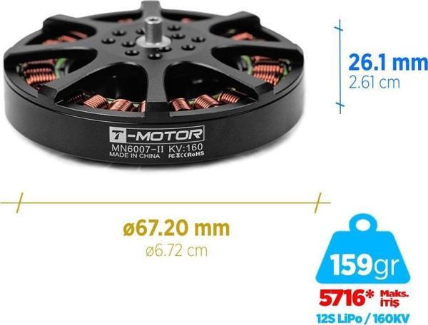 T-Motor MN6007II 160KV Antigravity Outrunner Brushless Fırçasız Motor Multikopter Drone Motoru - Image 1