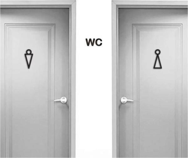 Modern Ahşap Erkek Kadın  Wc Tuvalet Kapı Yönlendirme Işareti - Image 1