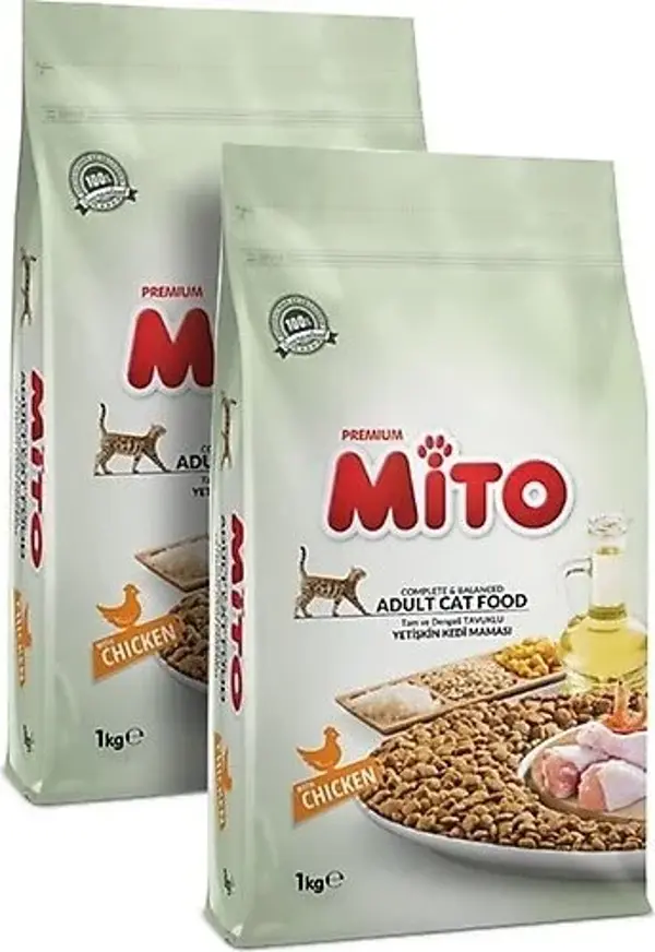 Mito Mix Adult Cat Tavuklu ve Balıklı Renkli Taneli Yetişkin Kedi Maması 1 kg 2x Adet - Image 1