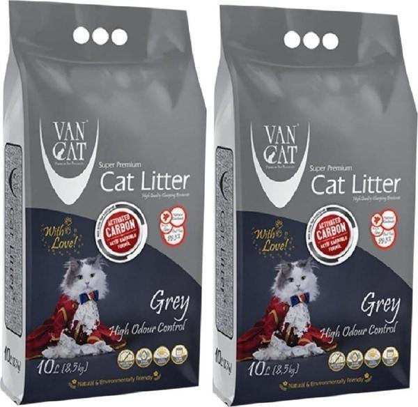 Vancat Aktif Karbonlu Süper Topaklaşan Bentonit Kedi Kumu 2 x 10 L - Image 1