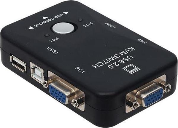 POWERMASTER PM-12690 2 KANAL VGA KVM SWİTCH (2 BİLGİSAYARI TEK ELDEN YÖNETİN) - Image 1