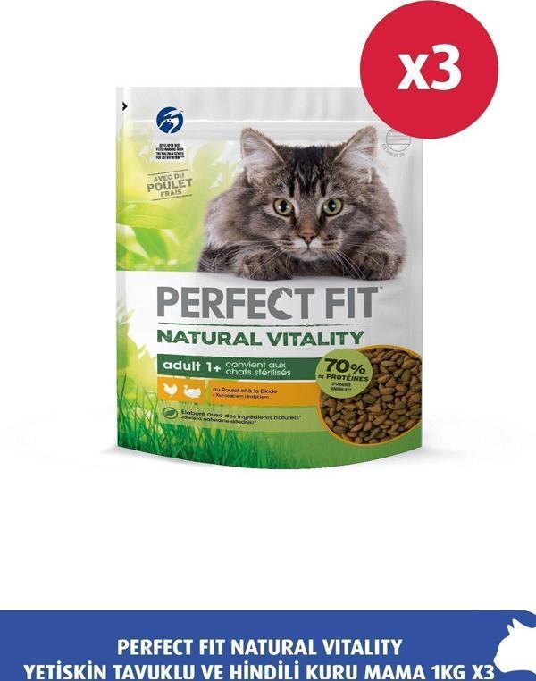 Perfect Fit Natural Vitality Yetişkin Tavuklu ve Hindili Kuru Mama 1KG 3X - Image 1