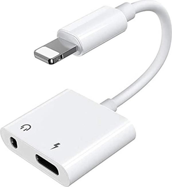 Iphone Lightning Aux 3.5mm Dönüştürücü Aynı Anda Sorunsuz Şarj Edebilen Adaptör Jo-ıp09 Beyaz - Image 1