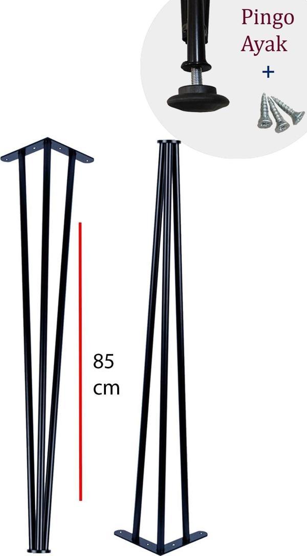 85 Cm Pingolu Dresuar Ayağı Metal Profil Boru Ayak Kütük Yüksek Bar Masası Siyah (2 ADET) - Image 1